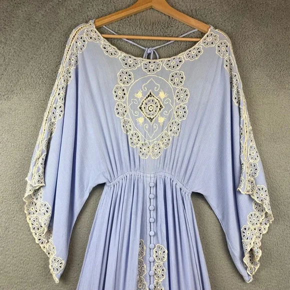 FillybooI Believe in Unicorns Long Maxi Dress Eyelet Bohemian Boho XS